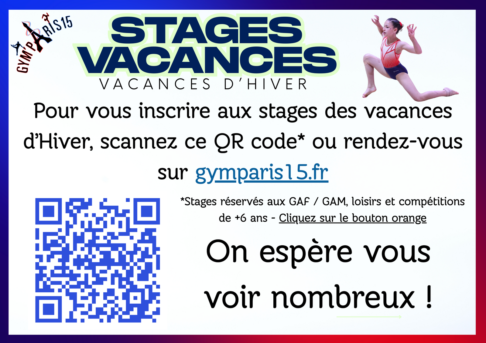 Inscriptions Stage d'Hiver